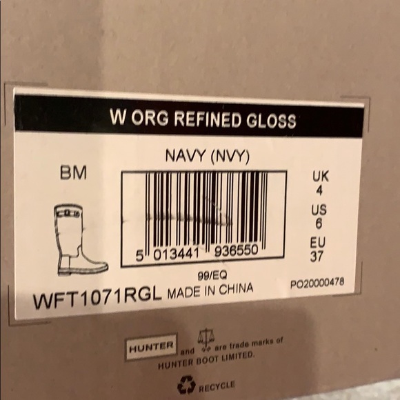 HUNTER ORIGINAL REFINED NAVY GLOSS RAIN BOOTS SZ 6 - Picture 4 of 4